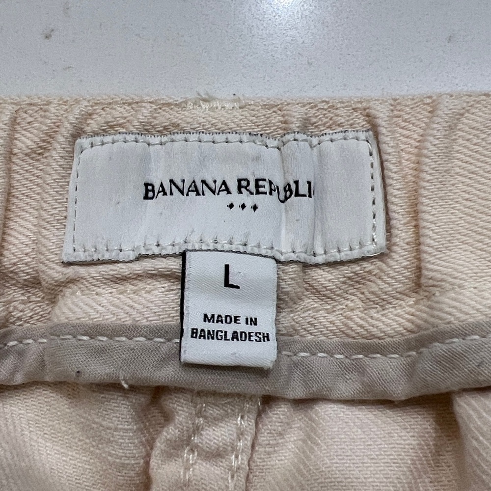 Banana Republic Factory Twill Straight Cream Pants Elastic Back Size L - Picture 7 of 13